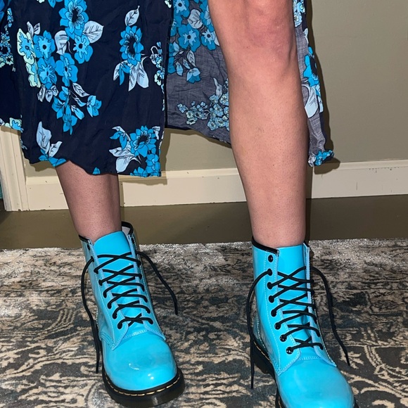 Dr. Martens Shiny Blue Boots - Picture 6 of 6